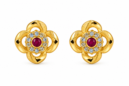 Premium Gold-Tone Floral Stud Earrings