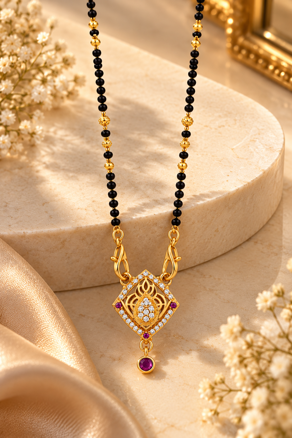 Gold-Toned Black Beaded Mangalsutra