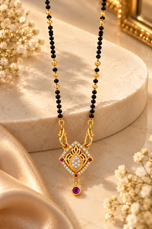 Gold-Toned Black Beaded Mangalsutra