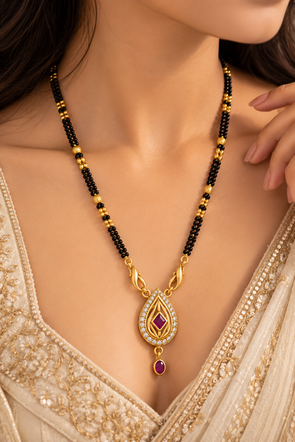 Gold-Toned Black Beaded Mangalsutra