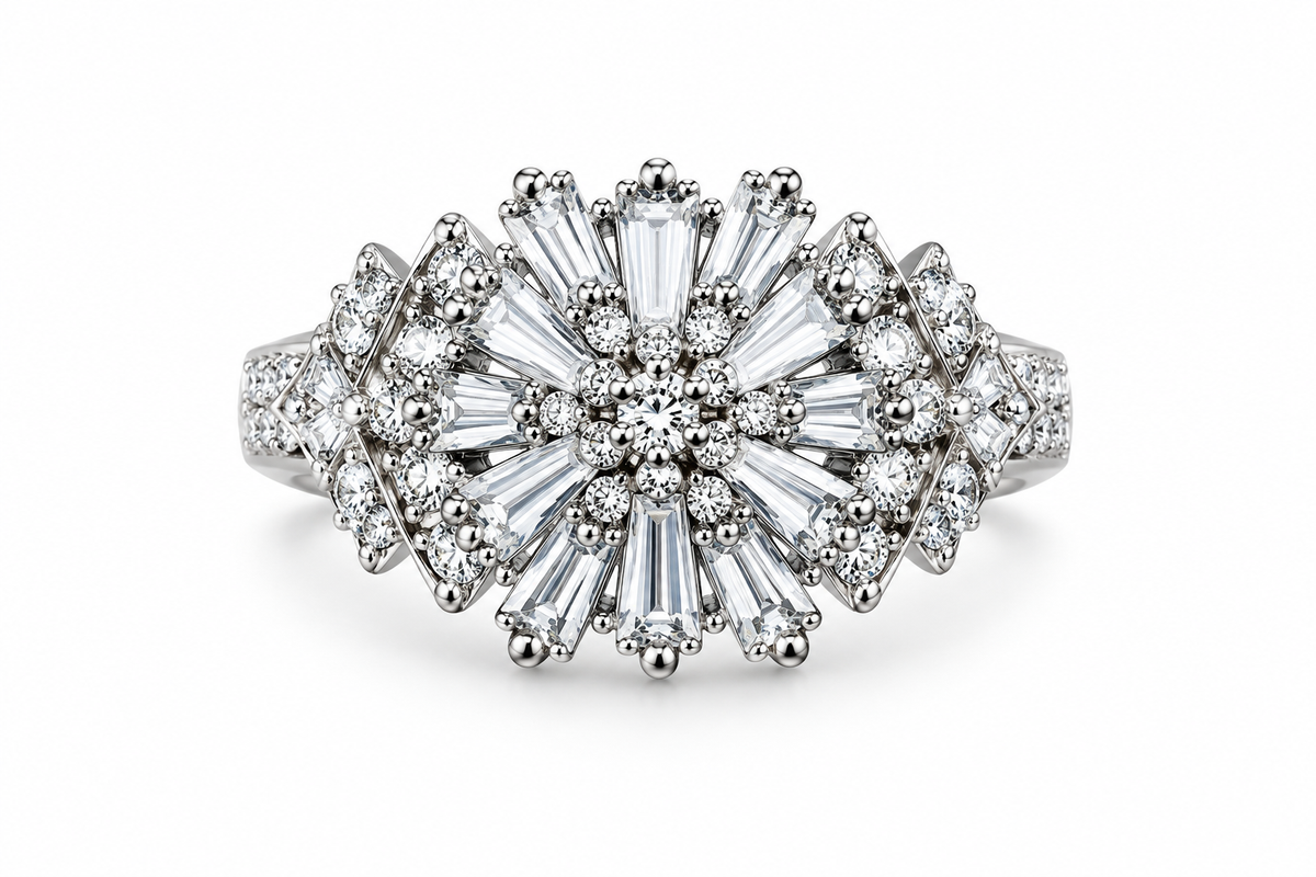 Crystal Sunburst Radiance Statement Ring
