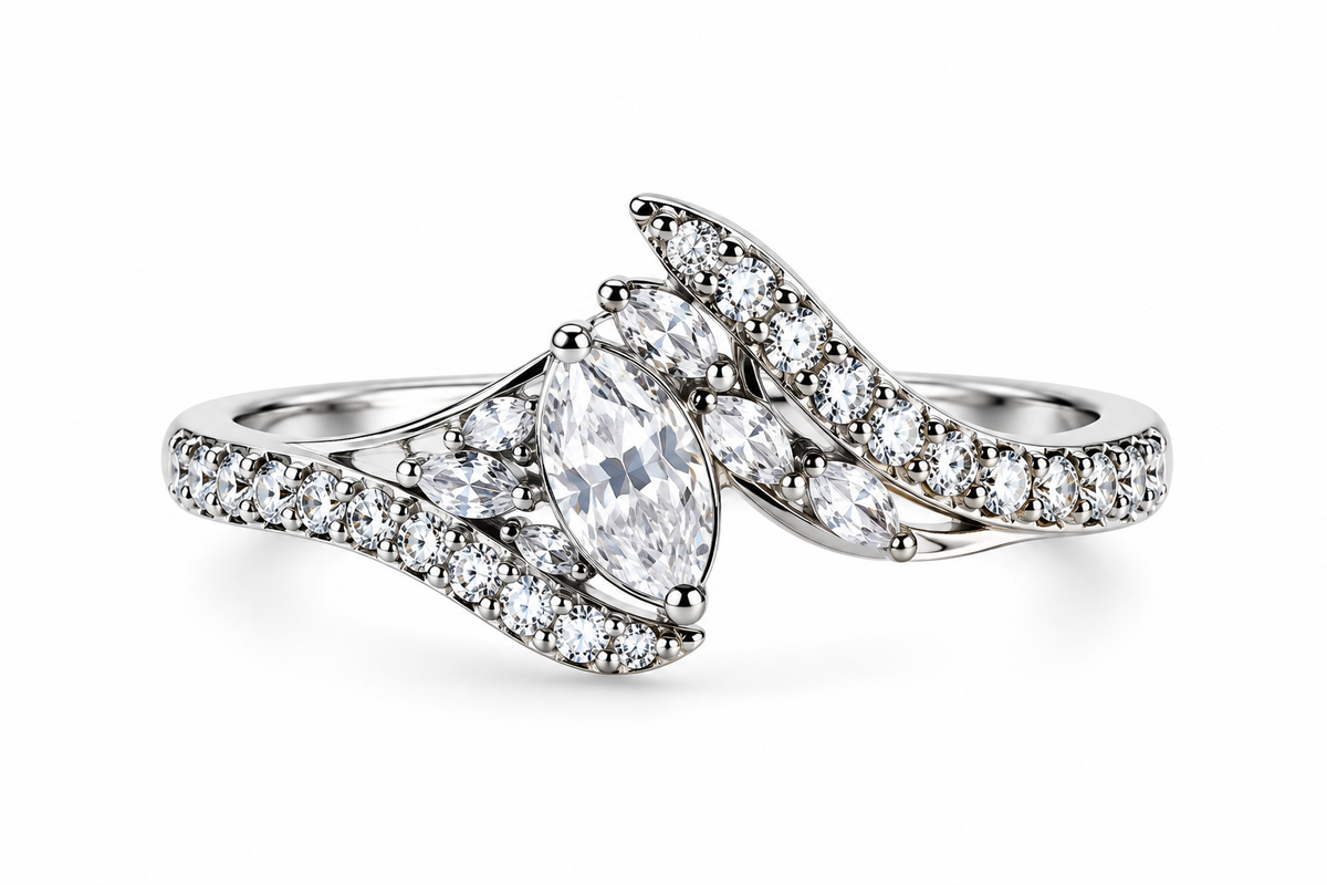 Crystal Wave-Design Statement Ring