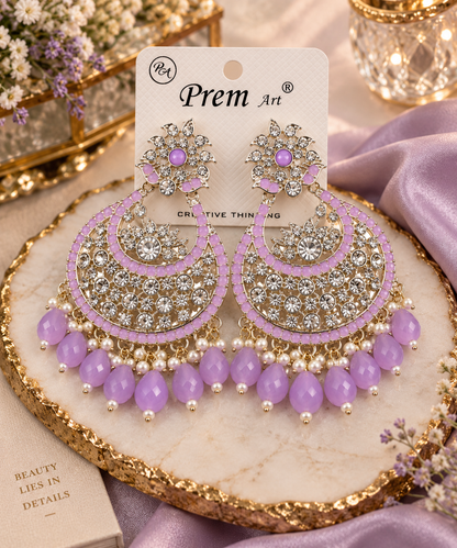 Premium Lavender Crystal Chandelier Earrings
