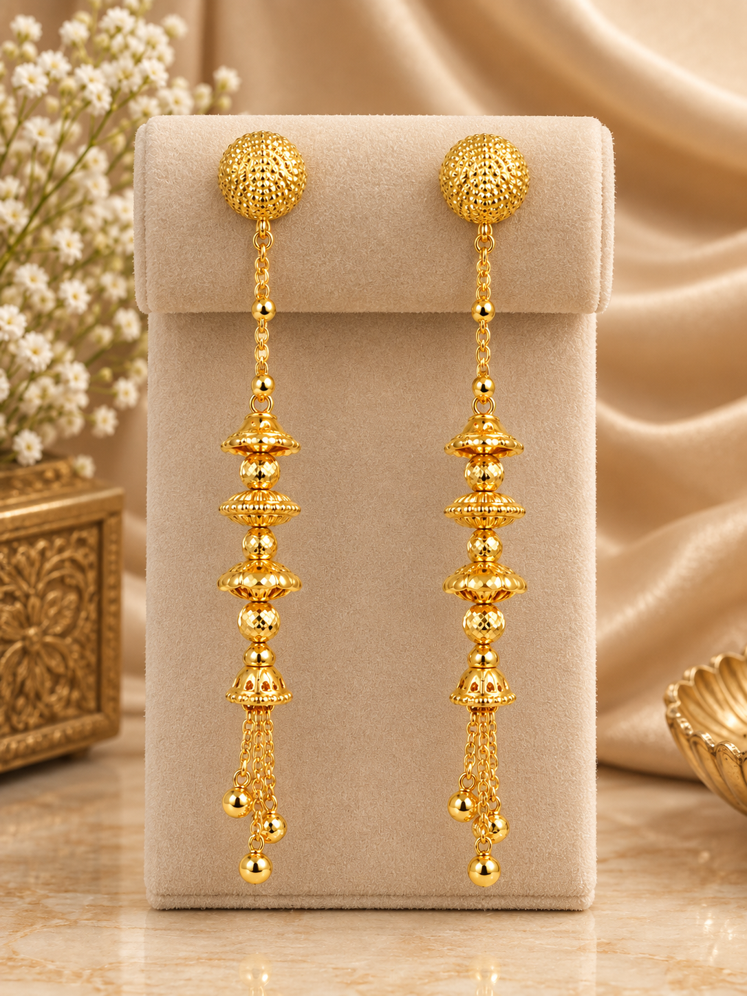 Premium Gold-Toned Dangling Chain Earrings