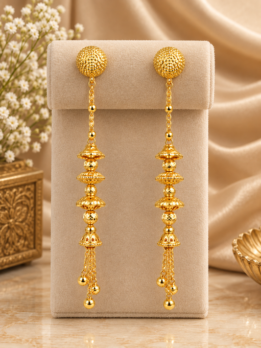 Premium Gold-Toned Dangling Chain Earrings