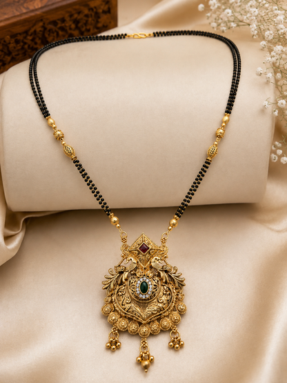 Royal Antique Black Beaded Statement Mangalsutra