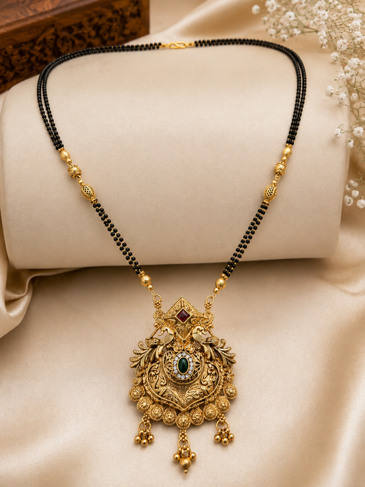 Royal Antique Black Beaded Statement Mangalsutra
