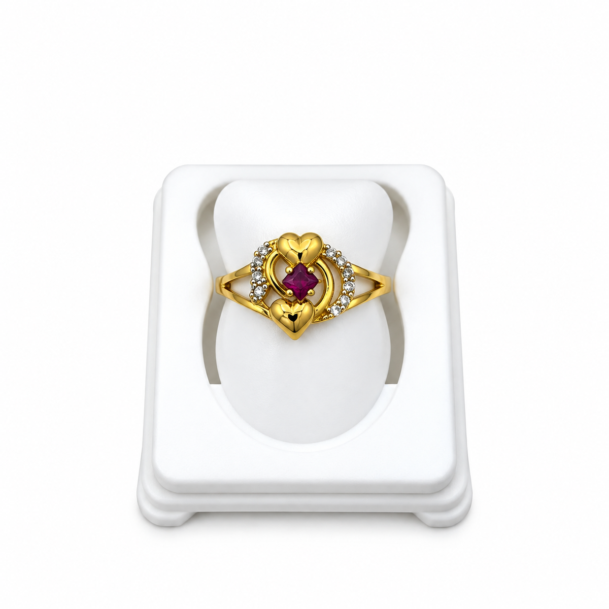 Gold-Toned Ruby Heart Ring
