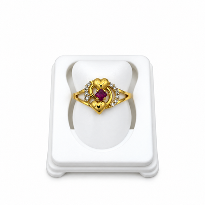 Gold-Toned Ruby Heart Ring