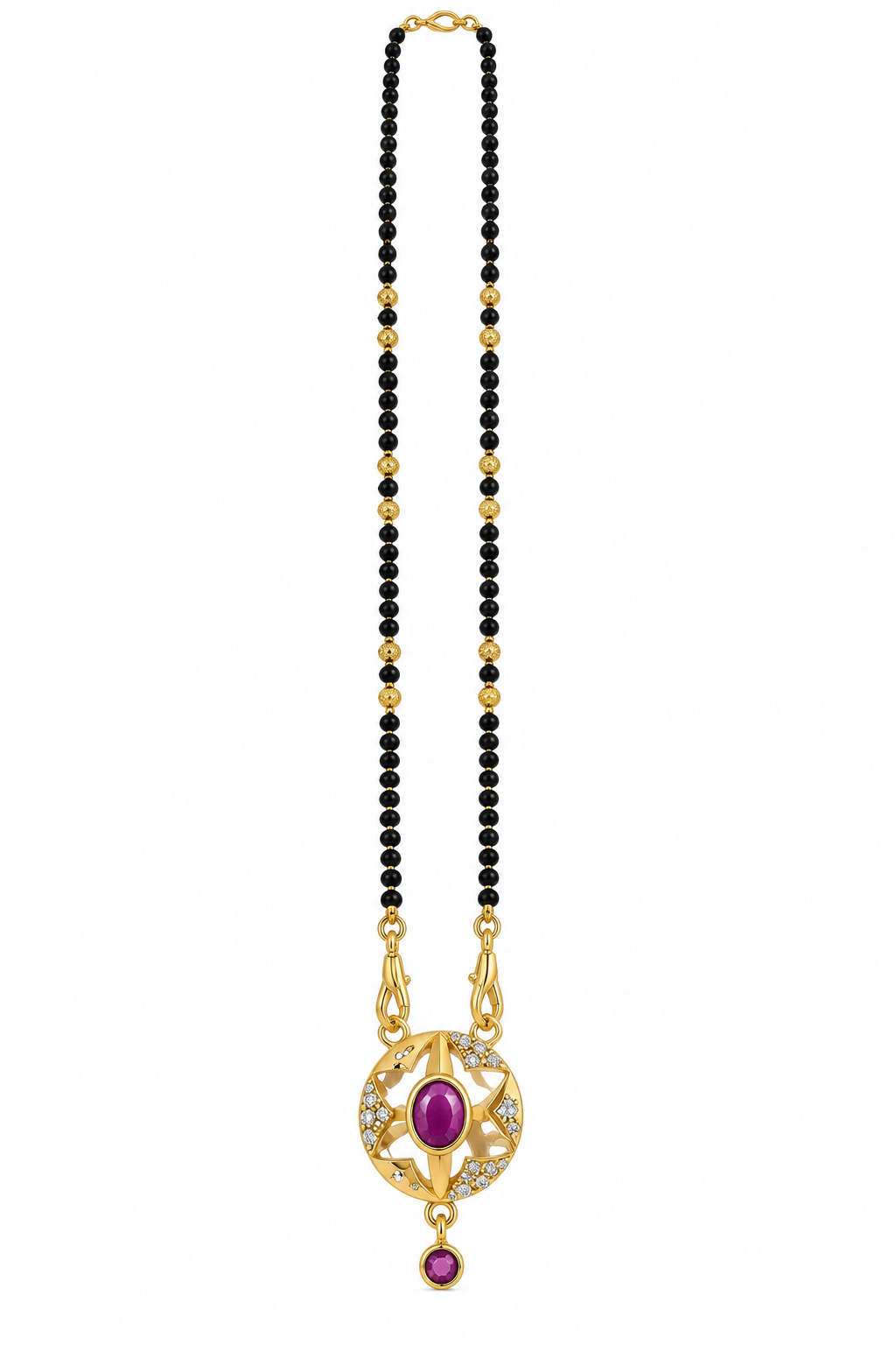 Gold-Toned Black Beaded Mangalsutra