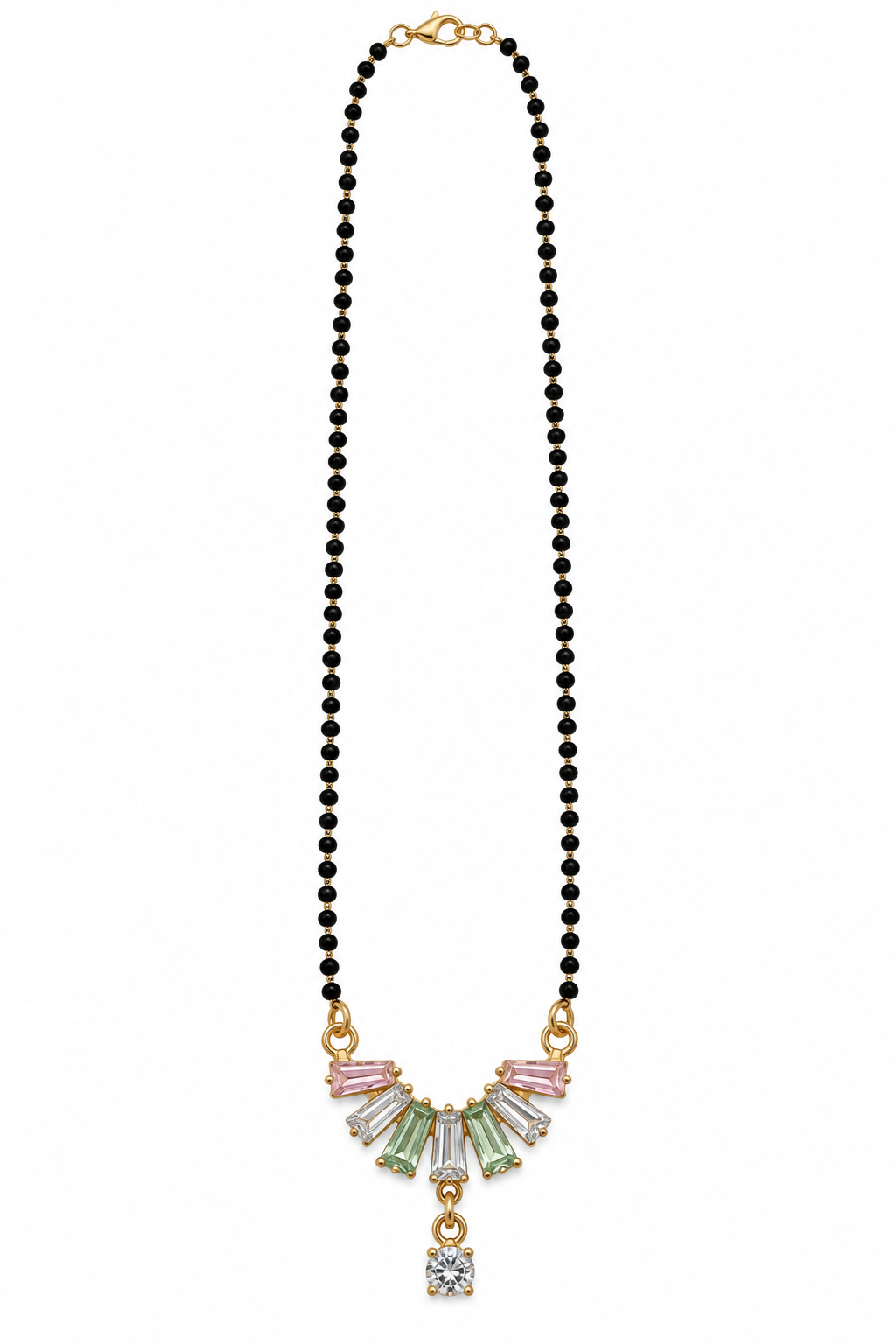 Gold-Toned Multicolour Stone Mangalsutra Necklace