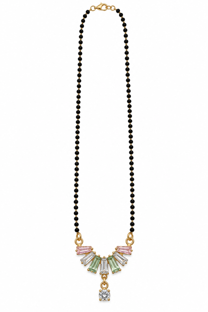 Gold-Toned Multicolour Stone Mangalsutra Necklace