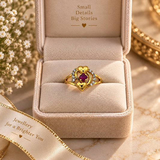 Gold-Toned Ruby Heart Ring