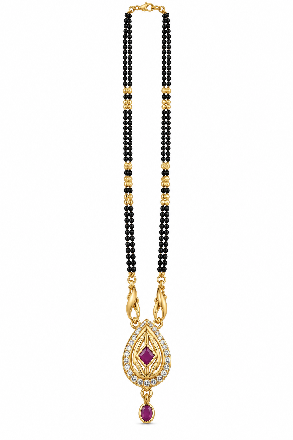 Gold-Toned Black Beaded Mangalsutra