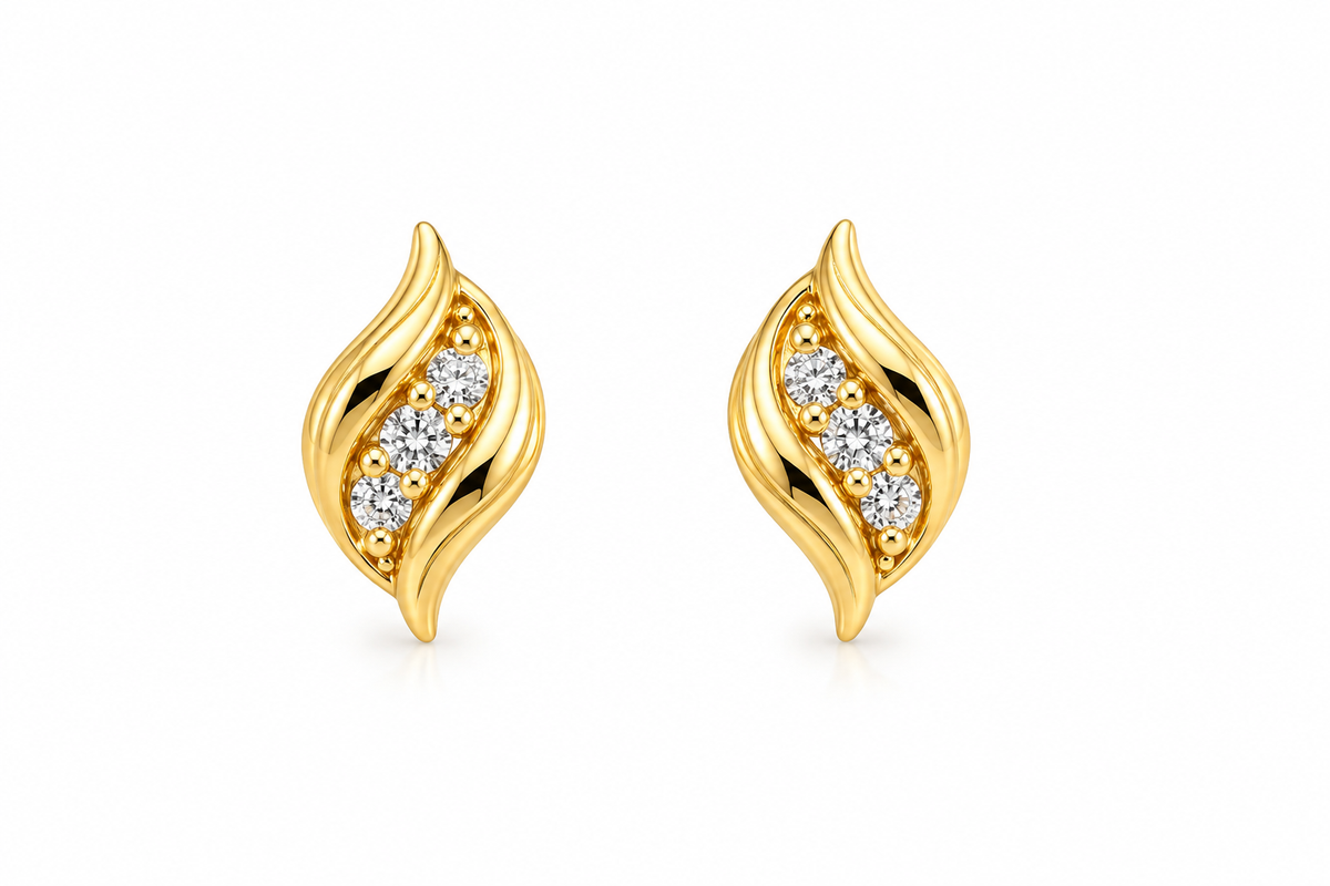 Gold-Toned Twisted Leaf Stud Earrings