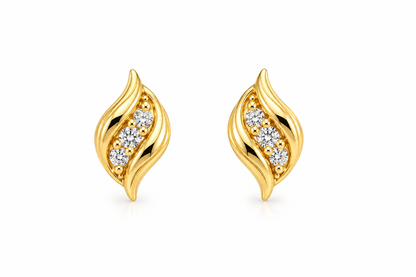 Gold-Toned Twisted Leaf Stud Earrings