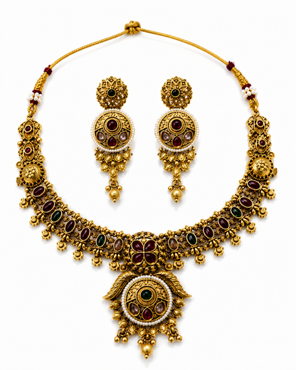 Royal Antique Multicolor Necklace & Earring Set