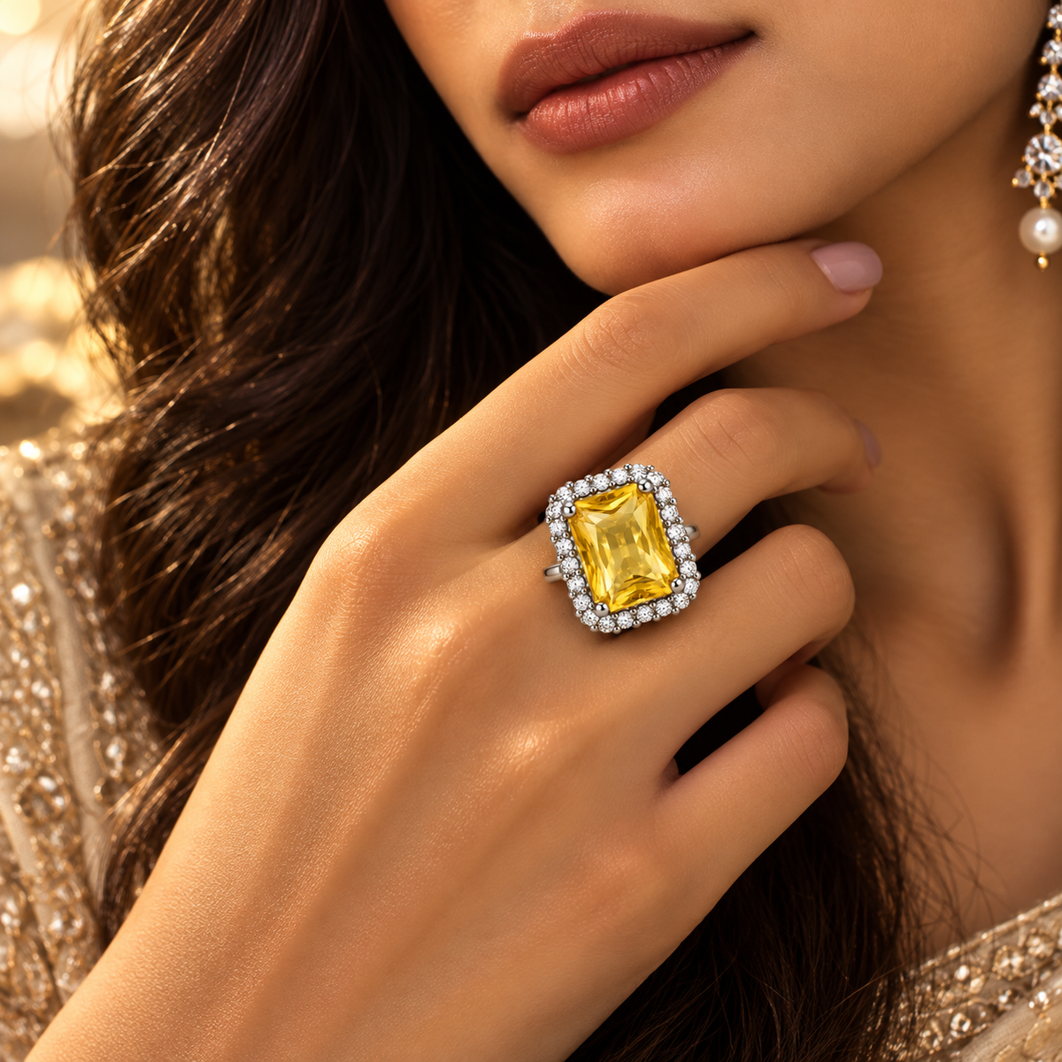 Premium Yellow Gemstone Statement Ring