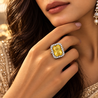 Premium Yellow Gemstone Statement Ring