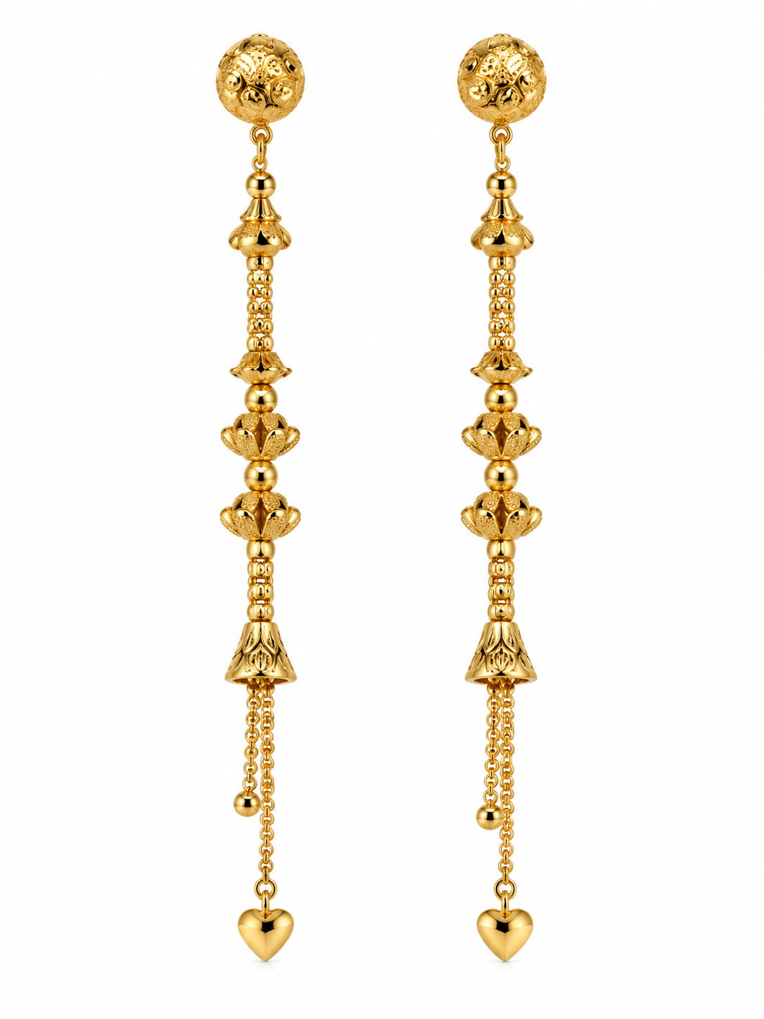 Elegant Gold-Toned Long Chain Drop Earrings