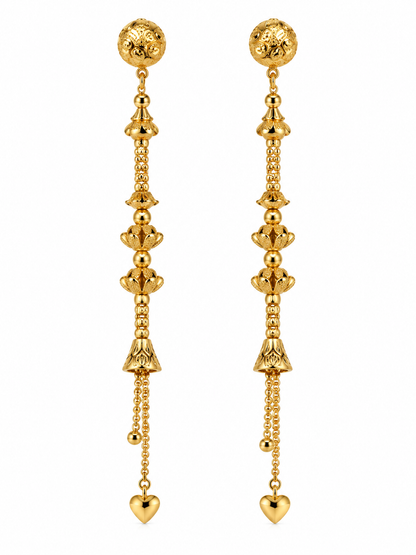 Elegant Gold-Toned Long Chain Drop Earrings