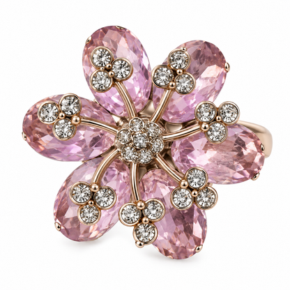 Rose-Toned Floral Statement Ring