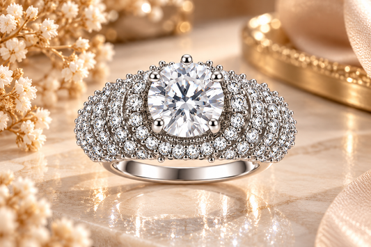 Crystal Dome Halo Statement Ring