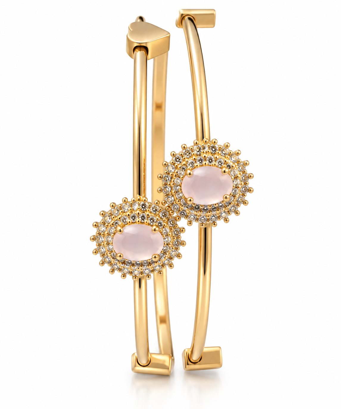 Gold-Toned Dual Circle Stone Bracelet
