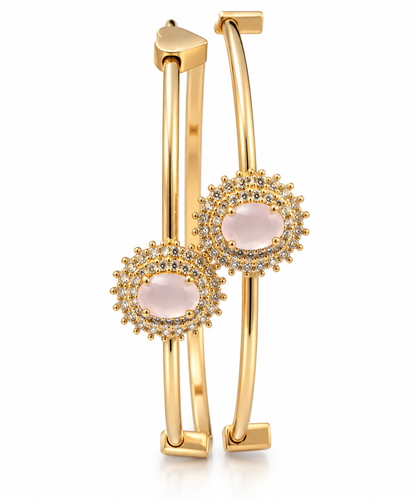 Gold-Toned Dual Circle Stone Bracelet