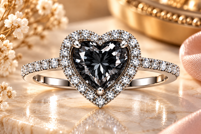 Black Heart Halo Statement Ring