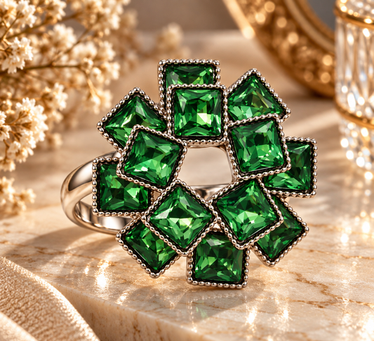 Premium Green Gemstone Statement Ring