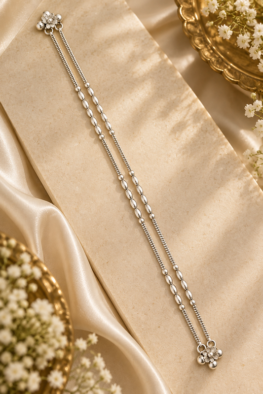 Elegant Silver-Toned Double-Strand Payal