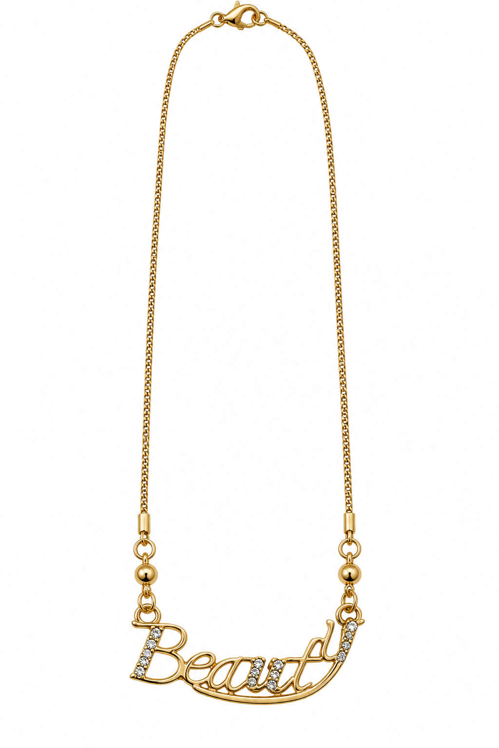Gold-Toned Script Pendant Necklace