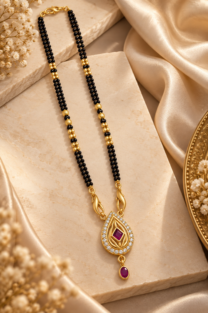 Gold-Toned Black Beaded Mangalsutra