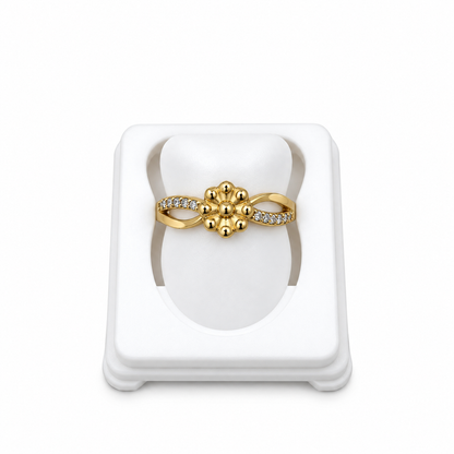 Gold-Toned Floral Crystal Ring