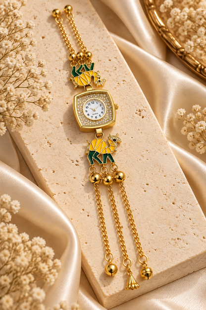 Gold-Toned Camel-Themed Bracelet Watch