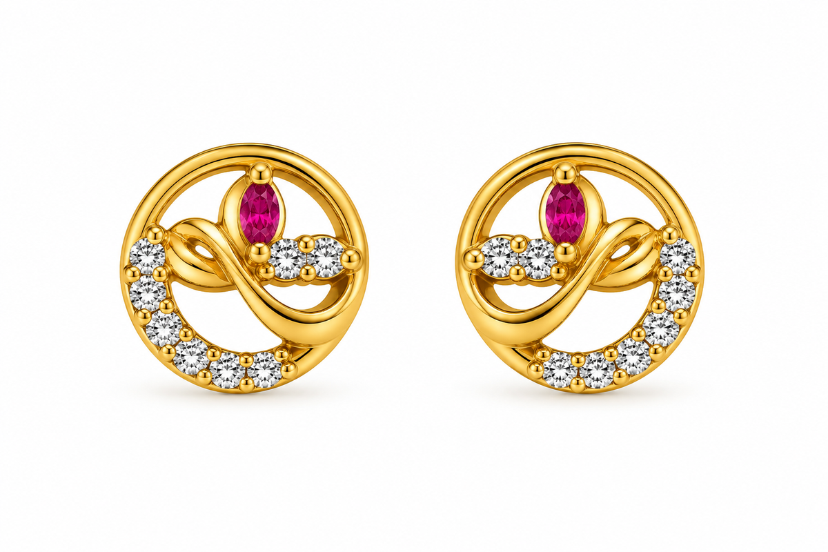 Premium Gold-Tone Circular Stud Earrings