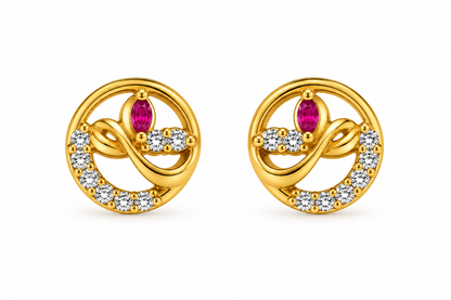 Premium Gold-Tone Circular Stud Earrings