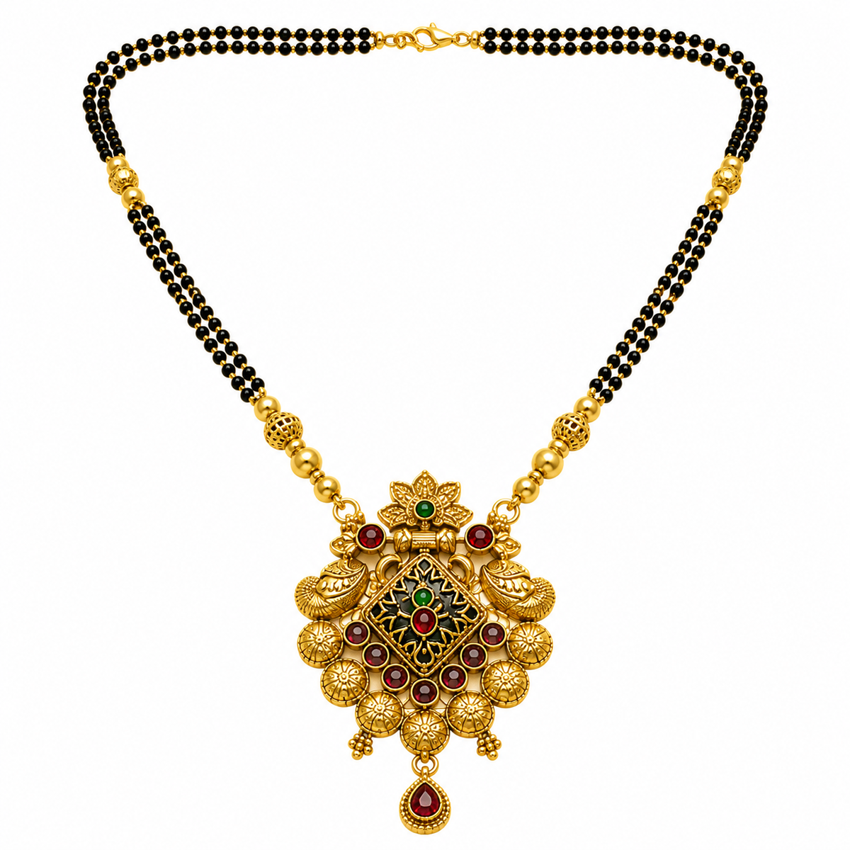 Regal Antique Gold Black Beaded Mangalsutra