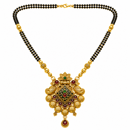 Regal Antique Gold Black Beaded Mangalsutra