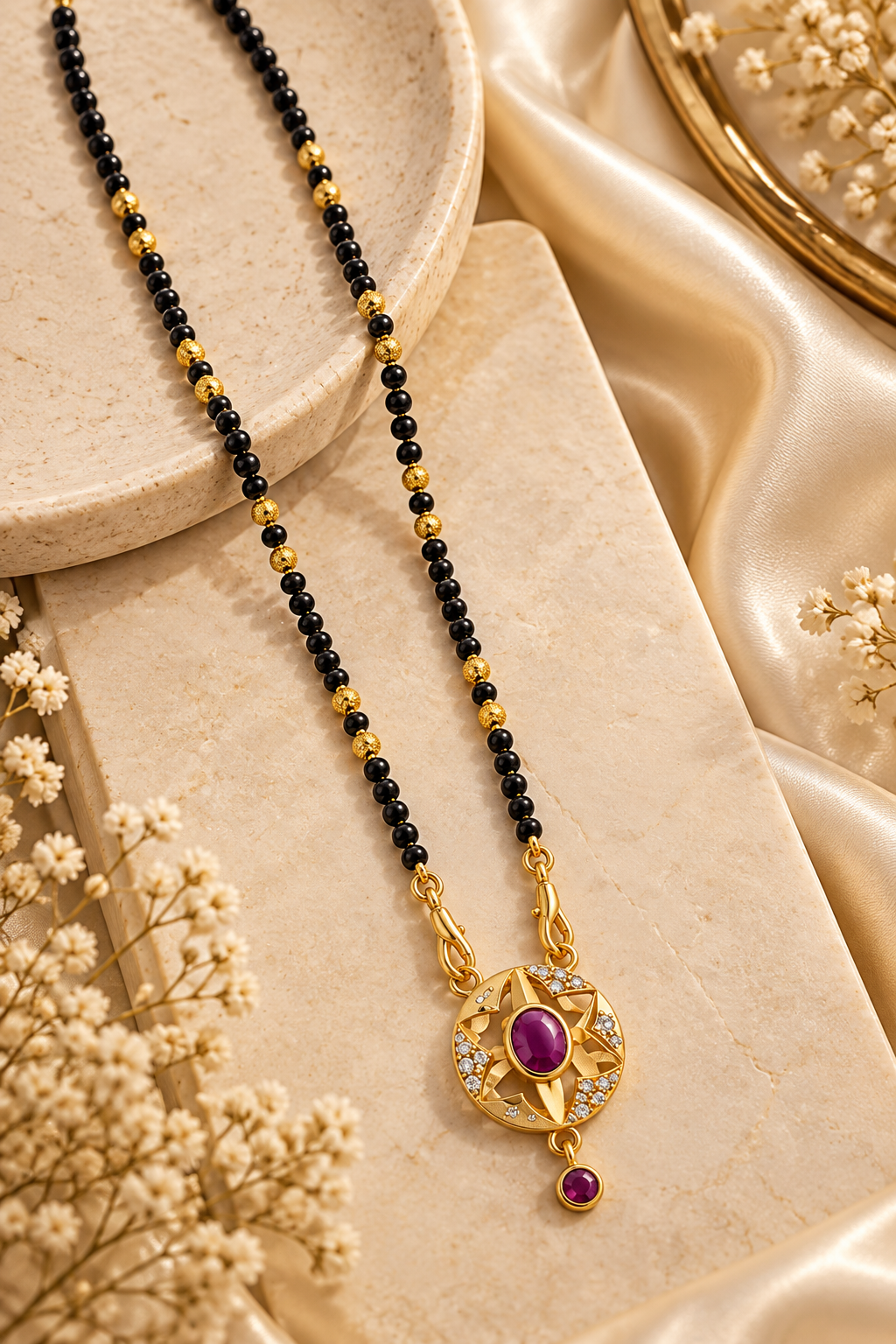 Gold-Toned Black Beaded Mangalsutra