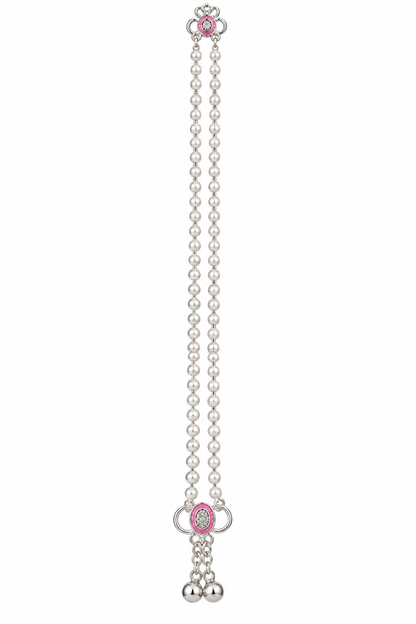 Silver-Toned Double-Chain Pearl Payal