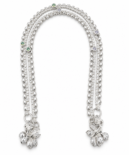Elegant Silver-Toned Double-Strand Payal with Floral Charms