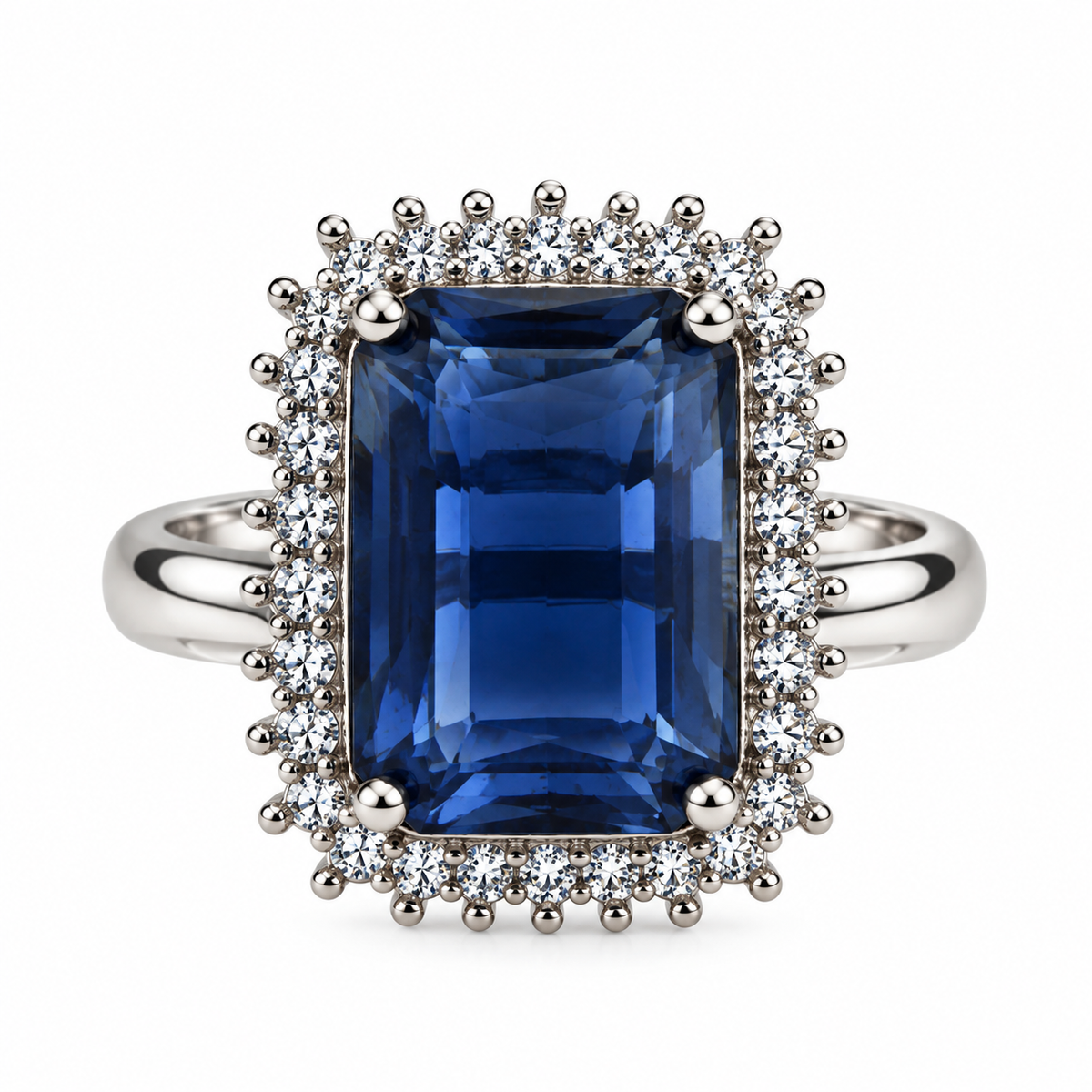 Silver-Toned Deep Blue Statement Ring