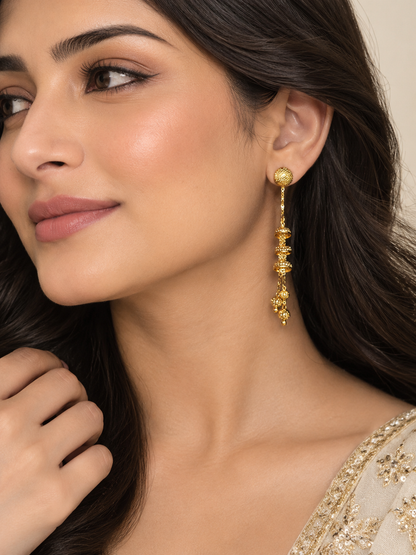 Premium Gold-Toned Dangling Chain Earrings