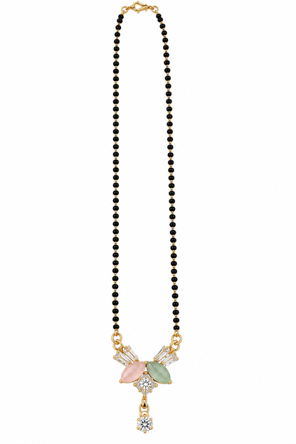 Premium Black Beaded Mangalsutra with Multicolor Floral Pendant