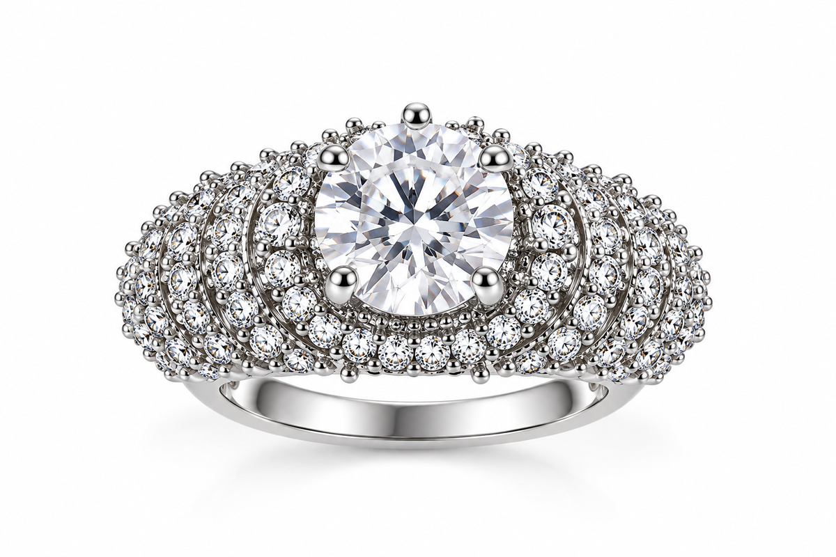 Crystal Dome Halo Statement Ring