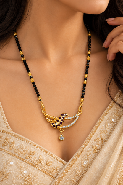 Gold-Toned Black Beaded Mangalsutra