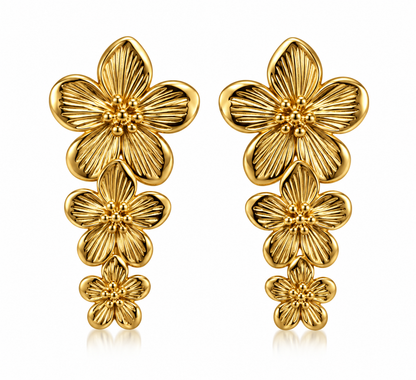 Gold-Toned Floral Drop Earrings