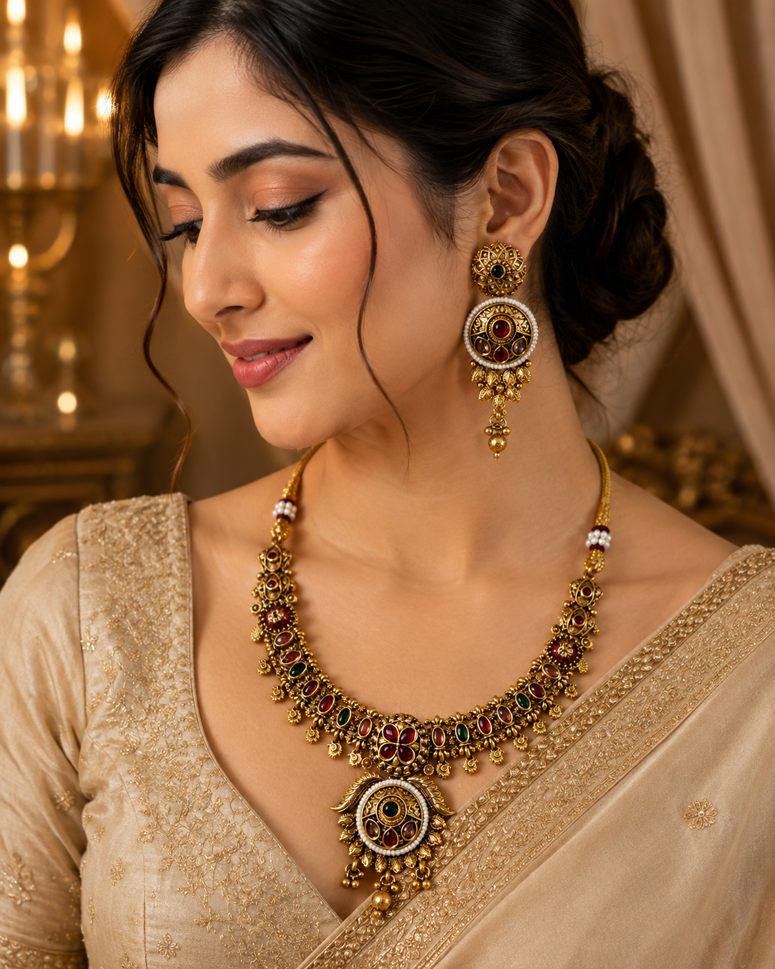 Royal Antique Multicolor Necklace & Earring Set